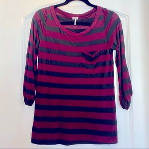 Splendid 3/4 Length Sleeve Striped Top